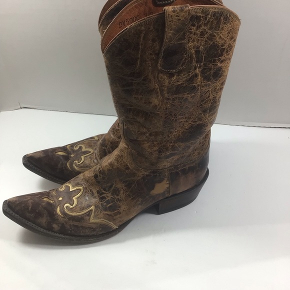 Diva vintage Lucchese distressed handmade brown western cowboy boots size 9B - Picture 4 of 13